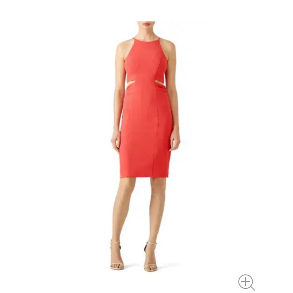 Badgley Mischka Coral Cut-out Sheath Dress, size 6